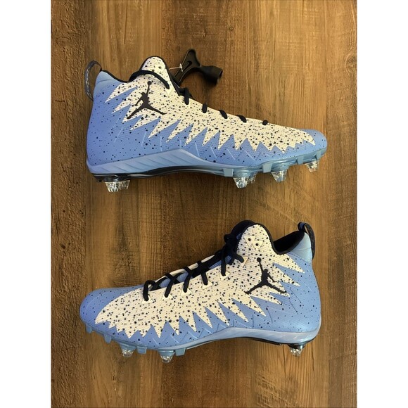 Nike Jordan UNC Alpha Menace Pro Mid D Football Cleats Size 13 PE Sample New - Picture 1 of 11